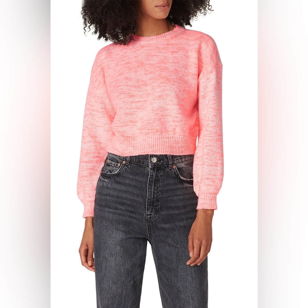 cupcakes & cashmere Billie Pink Crew Neck Cropped Sweater Large